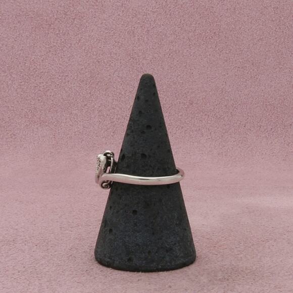 sterling silver pave diamond hearts ring size 6.75 - Picture 2 of 3